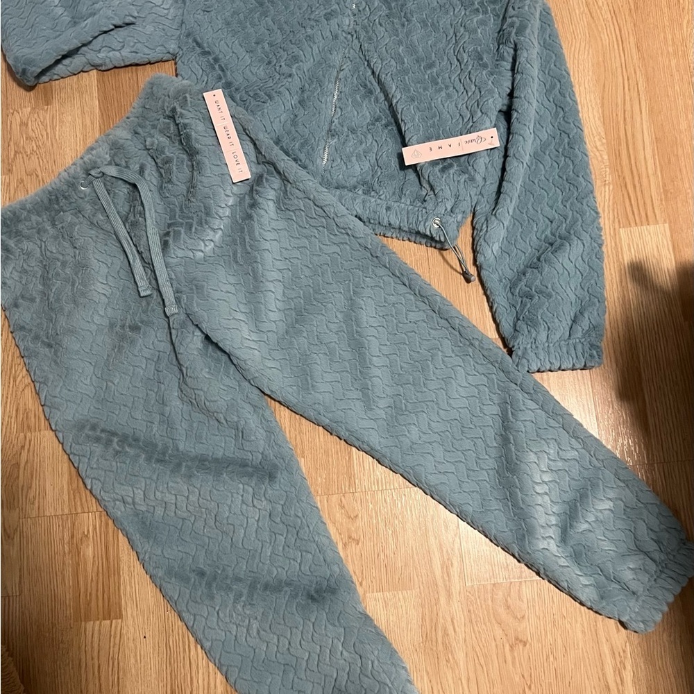 Cozy Blue Textured Loungewear Set